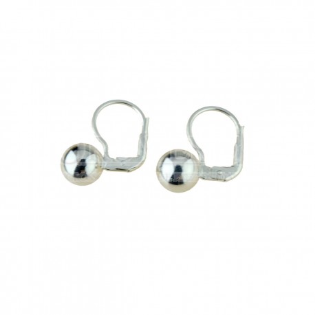 shiny sphere earrings with monachina hook in white gold O2010B