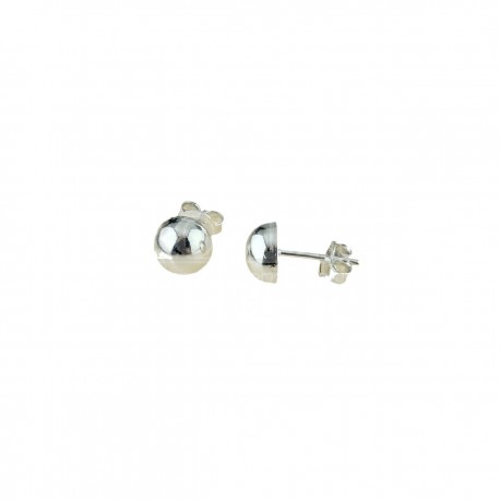 boucles d'oreilles demi-sphère brillantes en or blanc O2012B