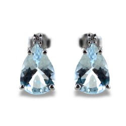 Aquamarine Drop Earrings and Diamonds model 00361