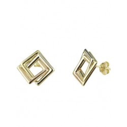 double rhombus earrings in yellow, white, pink gold O2013BGR