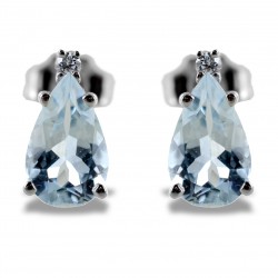 Aquamarine Drop Earrings and Diamonds model 00364