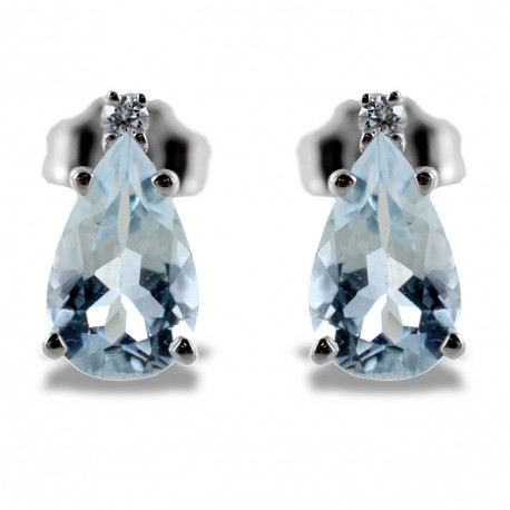 Aquamarin Ohrringe und Diamanten Modell 00364