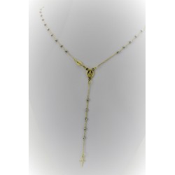 Necklace rosary pendant with beads in yellow and white gold 18 kt