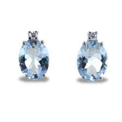 Boucles d'oreilles aigue-marine et diamant Aisha grand modèle 00370