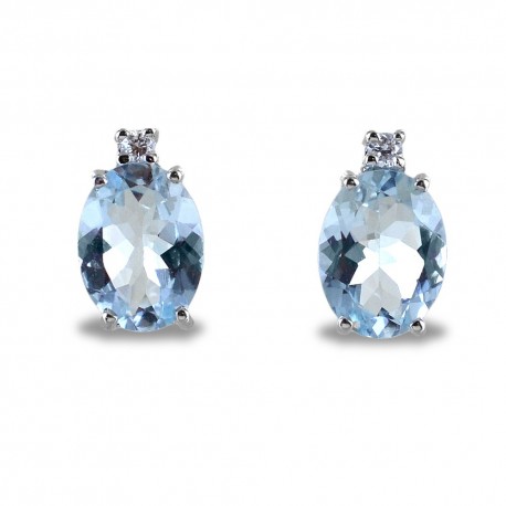Boucles d'oreilles aigue-marine et diamant Aisha grand modèle 00370