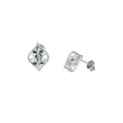 perforated leaf earrings in white gold O2044B