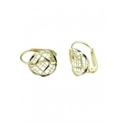 round wavy openwork earrings with monachina hook in white and yellow gold O2050BG