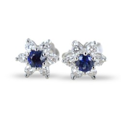 Boucles d'oreilles étoiles en or et diamants avec saphirs ct. 0,28 00376