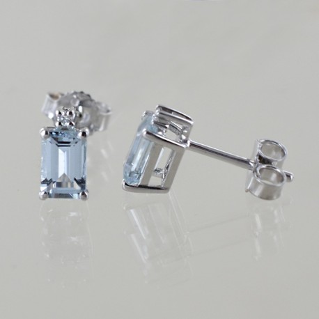 Boucles d'oreilles avec aigue-marine rectangulaire et diamants Orsini Gioielli 00377