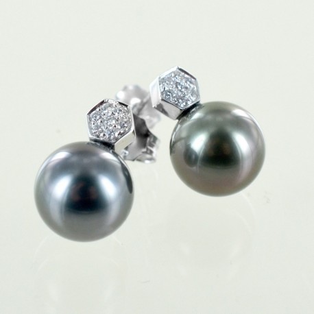 Orecchini con Perle Thaiti e pave di diamanti 00378