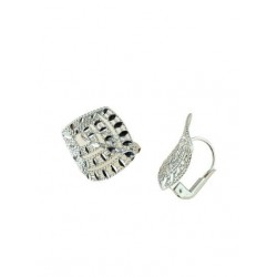 rhombus earrings with monachina hook in white gold O2055B