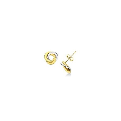 boucles d'oreilles boule en or blanc et jaune O2059BG