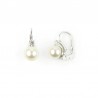 boucles d'oreilles perle et zircon avec crochet monachina en or blanc O2075B