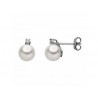 pearl and zircon earrings in white gold O2079B