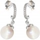 boucles d'oreilles perle et zircon en or blanc O2082B