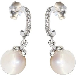 orecchini perla e zirconi in oro bianco O2082B