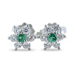 Boucles d'oreilles étoiles en or et diamants avec émeraudes ct. 0,10 00386