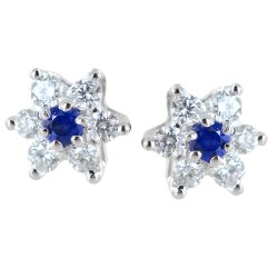 Boucles d'oreilles étoiles en or et diamants avec saphirs ct. 0,10 00387