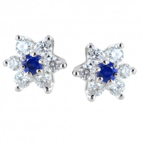Star earrings in gold and diamonds with sapphires ct. 0.10 00387