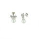 orecchini fiocco con zirconi e perla pendente in oro bianco O2083B