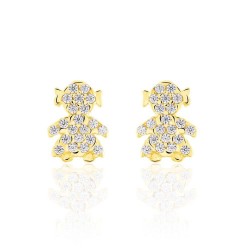 Boucles d'oreilles fille Zircon en or jaune O2115G