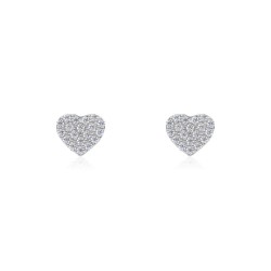 heart earrings with zircons in white gold O2129B