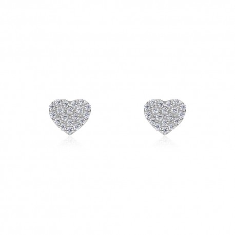 heart earrings with zircons in white gold O2129B