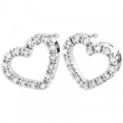 heart earrings with zircons in white gold O2131B