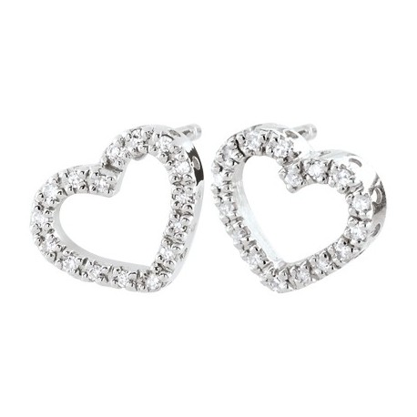 heart earrings with zircons in white gold O2131B