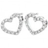 heart earrings with zircons in white gold O2131B