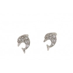 dolphin earrings in white gold and zircons O2149B