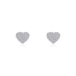 heart earrings with cubic zirconia in white gold O2150B