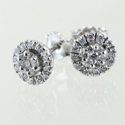 Boucles d'oreilles point à effet lumineux avec contour diamant 0,34 carat G 00403