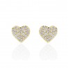 heart earrings with cubic zirconia pave in yellow gold O2157G