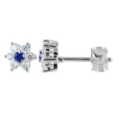 Boucles d'oreilles étoiles en or et diamants avec saphirs ct. 0,10 00407