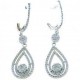 dangle earrings with shiny circles and monachina hook in white gold O2174B