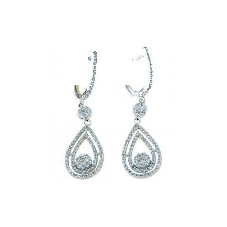 dangle earrings with shiny circles and monachina hook in white gold O2174B