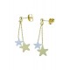 orecchini pendenti con stelle a lastra in oro bianco e giallo O2188BG