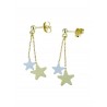 drop earrings with plate stars in white and yellow gold O2188BG