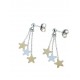 boucles d'oreilles pendantes avec plaque étoile en or blanc et rose O2191BR