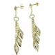 openwork and twisted pendant earrings in white and yellow gold O2194BG