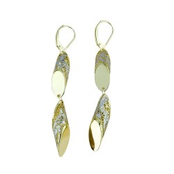 boucles d'oreilles pendantes ajourées avec crochet monachina en or blanc et jaune O2196BG