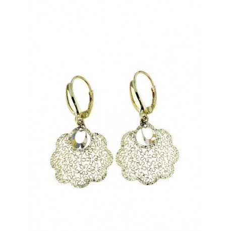 dangle earrings with openwork and wavy flower with monachina hook O2183BG