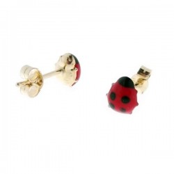 Marienkäfer-Ohrringe mit Gelbgold-Emaille für Mädchen O2295G