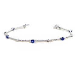 Bracelet tennis diamants et saphirs 00415