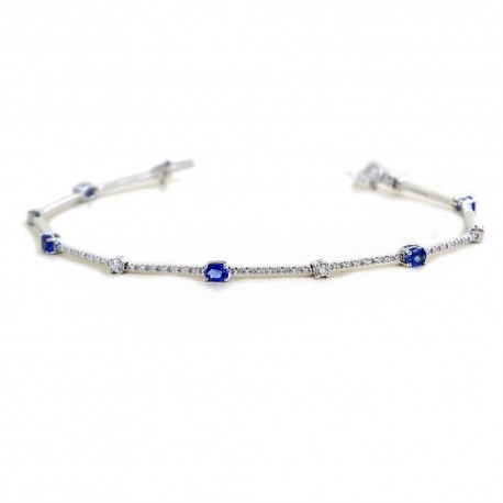 Bracelet tennis diamants et saphirs 00415