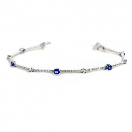 Tennis bracelet with diamonds and sapphires 00415