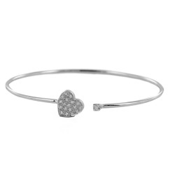 Bracciale semirigido con cuore in oro bianco e diamanti