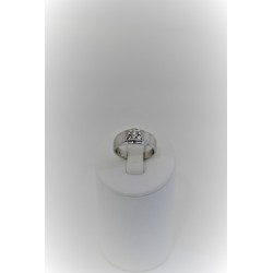 Solitaire bague pour hommes en or blanc 18 kt et diamant