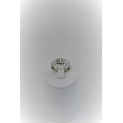 Solitaire ring men's white gold 18 kt and diamond